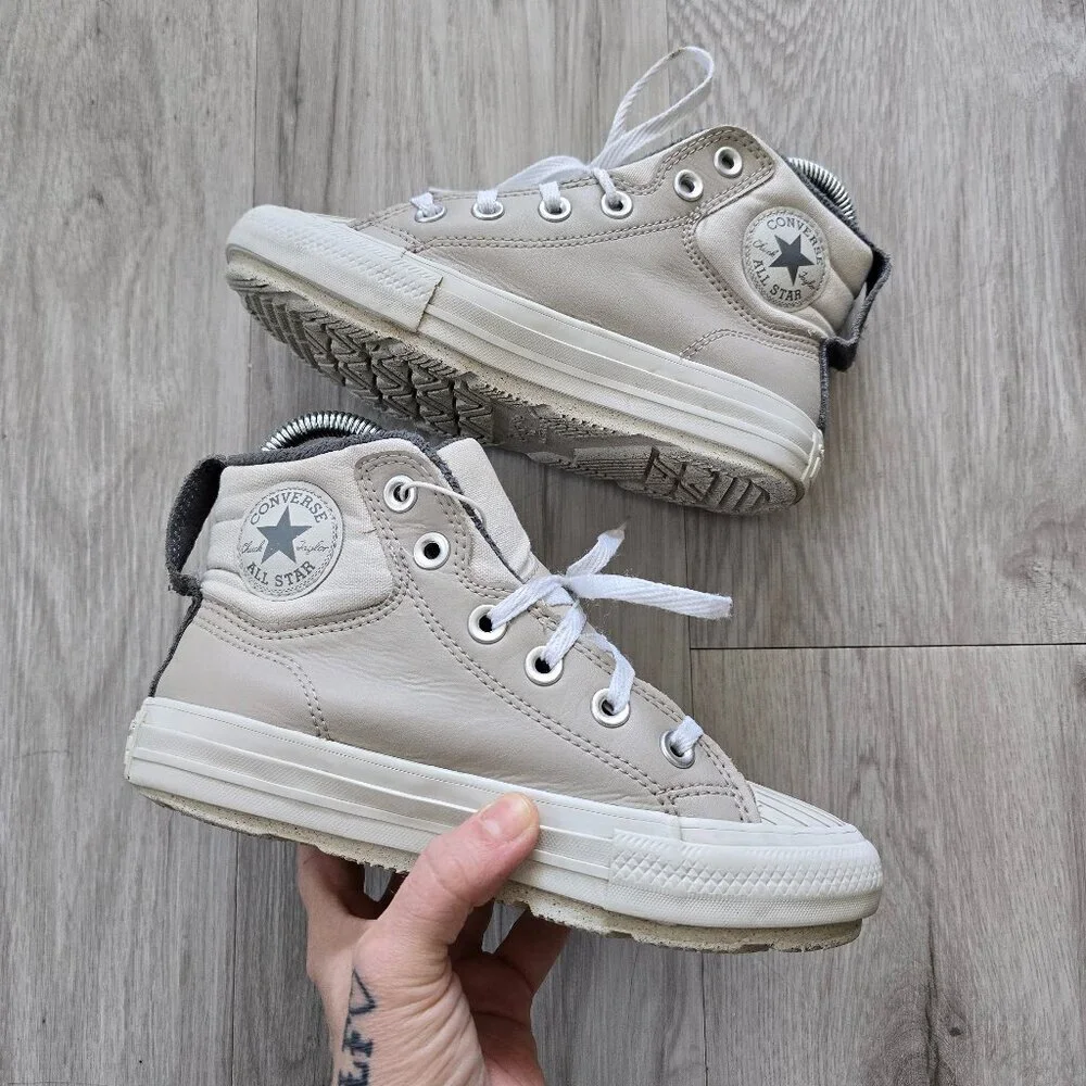 Converse | CTAS Bershire tan monochrome leather Gorpcore hi-top sneakers KIDS 1